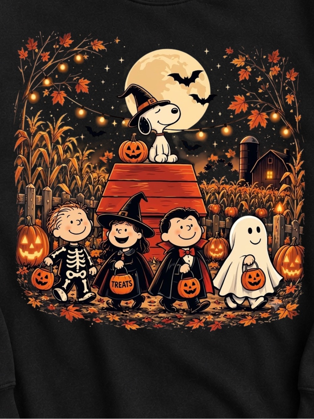 Gildan Black Halloween Peanuts Graphic Sweatshirt - Picture 2 of 3